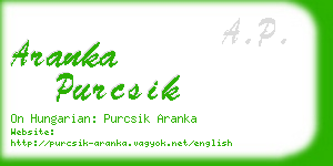 aranka purcsik business card